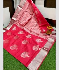 Red Colour chanderi soft silk sarees with all over checks and buttas design