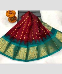 maroon colour chenderi silk sarees with Kuppadam Border design
