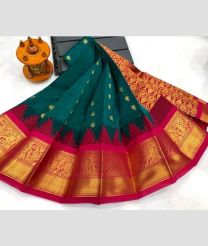 blue colour chenderi silk sarees with Kuppadam Border design