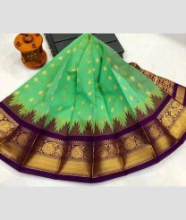 cyan blue colour chenderi silk sarees with Kuppadam Border design
