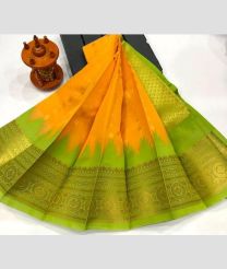 yellow colour chenderi silk sarees with Kuppadam Border design