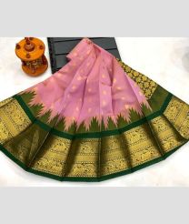 pink colour chenderi silk sarees with Kuppadam Border design