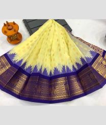 light yellow colour chenderi silk sarees with Kuppadam Border design