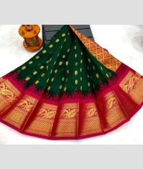 green colour chenderi silk sarees with Kuppadam Border design