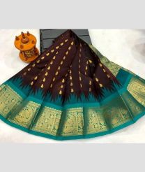 charcoal and silver colour chenderi silk sarees with Kuppadam Border design
