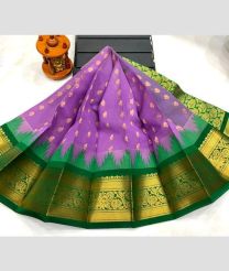 purple and brown colour chenderi silk sarees with Kuppadam Border design