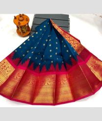blue and brown colour chenderi silk sarees with Kuppadam Border design