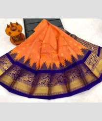 coral colour chenderi silk sarees with Kuppadam Border design