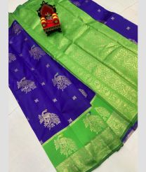 blue colour chenderi silk sarees with All over Buttas design
