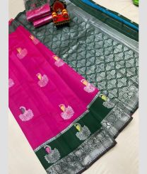 magenta colour chenderi silk sarees with All over Buttas design