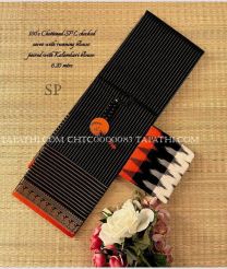 Black and Cream chettinad cotton sarees with All over Buttas design - CHTC0000083