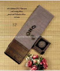 Grey and Black chettinad cotton sarees with All over Buttas design - CHTC0000091