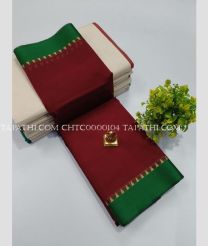 Red and Green chettinad cotton sarees with Fancy Border design - CHTC0000104