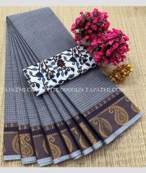 grey colour chettinad cotton sarees with All over Checks design - CHTC0000129