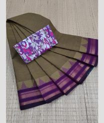 Mocha and Dark Magenta chettinad cotton sarees with Fancy Border design