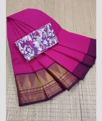 Pink and White chettinad cotton sarees with Fancy Border design
