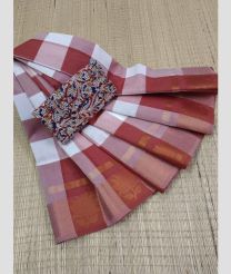Half White and Chestnut chettinad cotton sarees with Fancy Border design