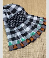 White and Black chettinad cotton sarees with Fancy Border design