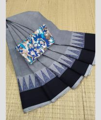 Grey and Black chettinad cotton sarees with Fancy Border design