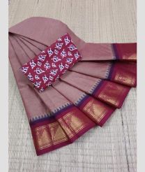 Copper and Deep Pink chettinad cotton sarees with Fancy Border design