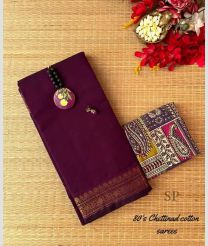 Dark Magenta and Pink chettinad cotton sarees with Jari Border design