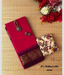 Pink and Half White chettinad cotton sarees with Jari Border design