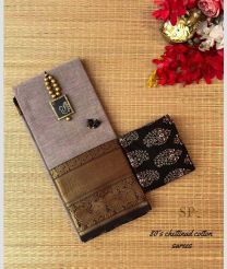Granite and Black chettinad cotton sarees with Jari Border design