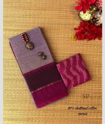 Lavender and Pink chettinad cotton sarees with Jari Border design