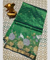 Green and Golden chettinad cotton sarees with All over Checks design