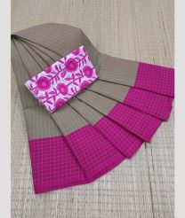 Granite and Pink chettinad cotton sarees with Plain design