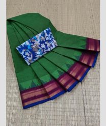 Green and Maroon chettinad cotton sarees with Plain design