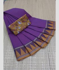Magenta and Woodbrown chettinad cotton sarees with Plain design