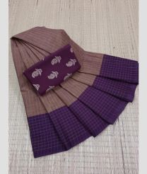 Brown and Plum Purple chettinad cotton sarees with Plain design