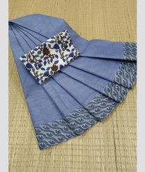 Bluish Grey and Grey chettinad cotton sarees with Plain design