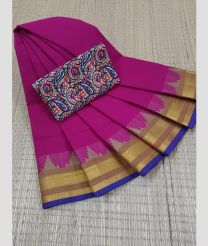 Pink and Blue chettinad cotton sarees with Plain design
