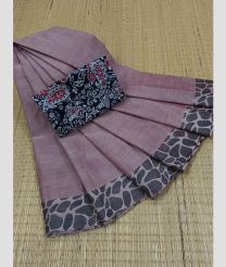 Wisteria Purple and Grey chettinad cotton sarees with Plain design