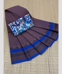French Lilac and Blue chettinad cotton sarees with Plain design