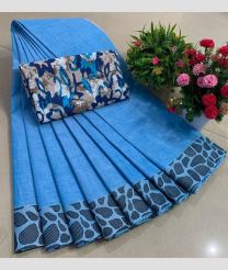 blue colour chettinad cotton sarees with Jari Border design