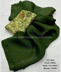Green and Lite Green chiffon sarees with Plain design - CHIF0002349