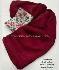 Crimson and Cream chiffon sarees with Plain design - CHIF0002352