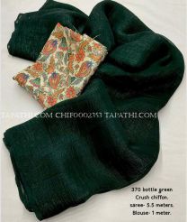Lotus Green and Orange chiffon sarees with Plain design - CHIF0002353
