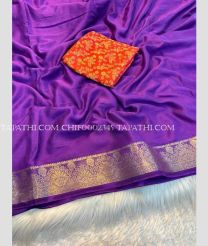 Purple and Orange chiffon sarees with Jari Border design - CHIF0002345