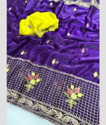 Purple and Yellow chiffon sarees with All over Embroidary design