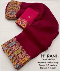 Crimson and Pink chiffon sarees with Plain design