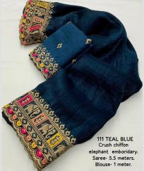Sapphire Blue and Blue chiffon sarees with Plain design