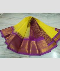 Neon Yellow and Magenta gadwal cotton sarees with All over Buttas design