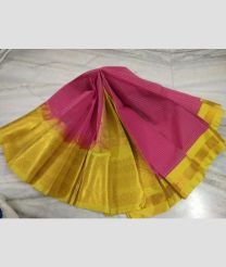 Pink and Yellow gadwal cotton sarees with All over Buttas design