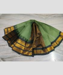 Fern Green and Black gadwal cotton sarees with All over Buttas design