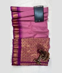 Dust Pink and Magenta gadwal cotton sarees with All over Checks design