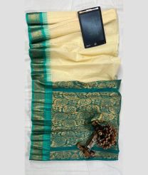 Cream and Turquoise gadwal cotton sarees with All over Checks design